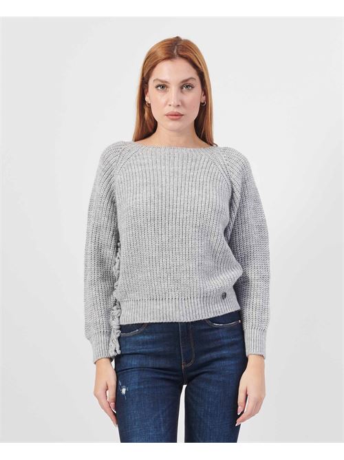 Pull femme MDM avec franges sur les manches MADEMOISELLE DU MONDE | F607-6042GRIGIO